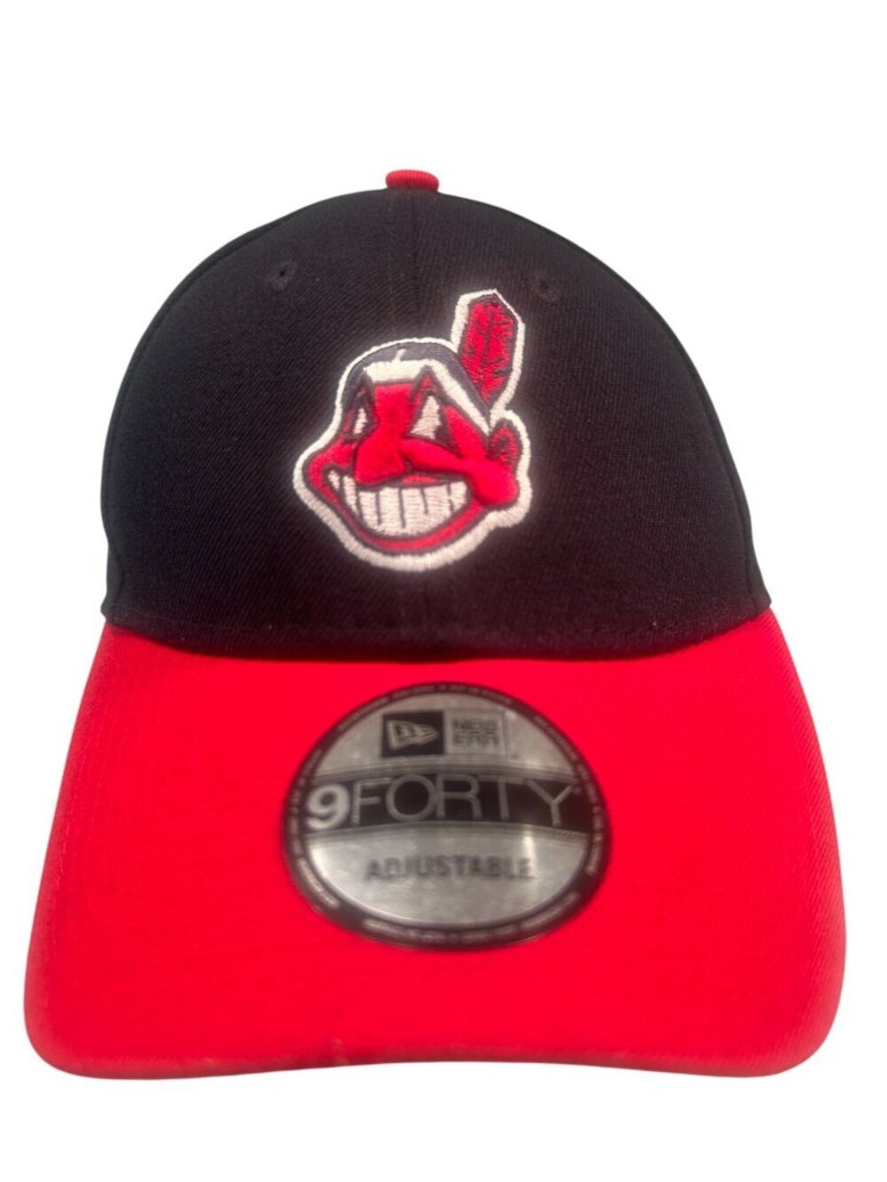 Cleveland Indians New Era 9Forty Adjustable Cap Black Red Team Logo Hat